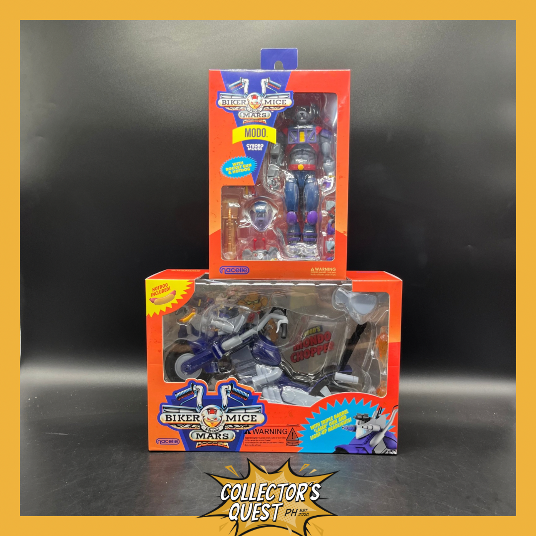 (IN STOCK) Nacelle Toys Biker Mice from Mars Modo Cyborg Mouse Action Figure & Modo’s Mondo Chopper Bike Set