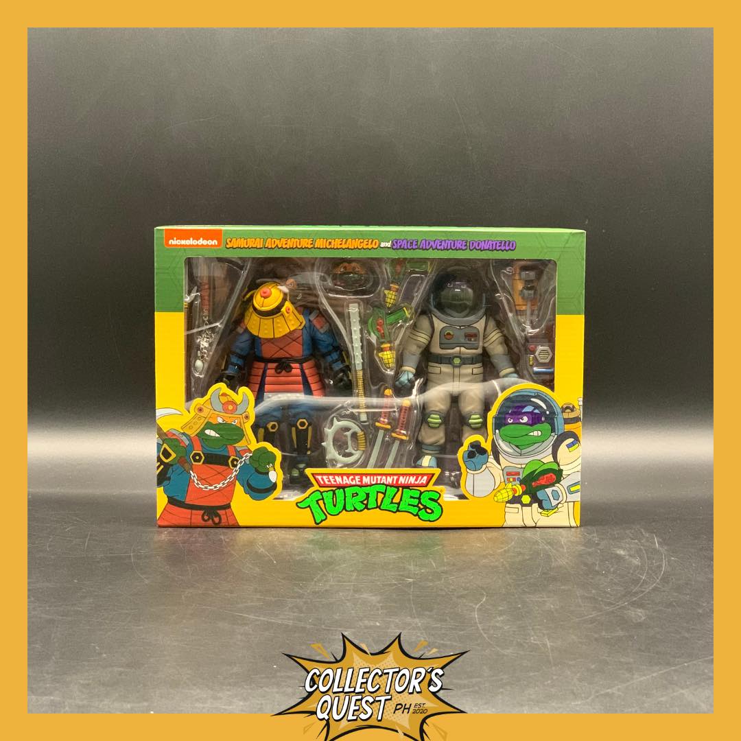 (IN STOCK) NECA TMNT Teenage Mutant Ninja Turtles (Cartoons) Samurai Adventure Michaelangelo & Space Adventure Donatello 2-Pack Action Figure Set