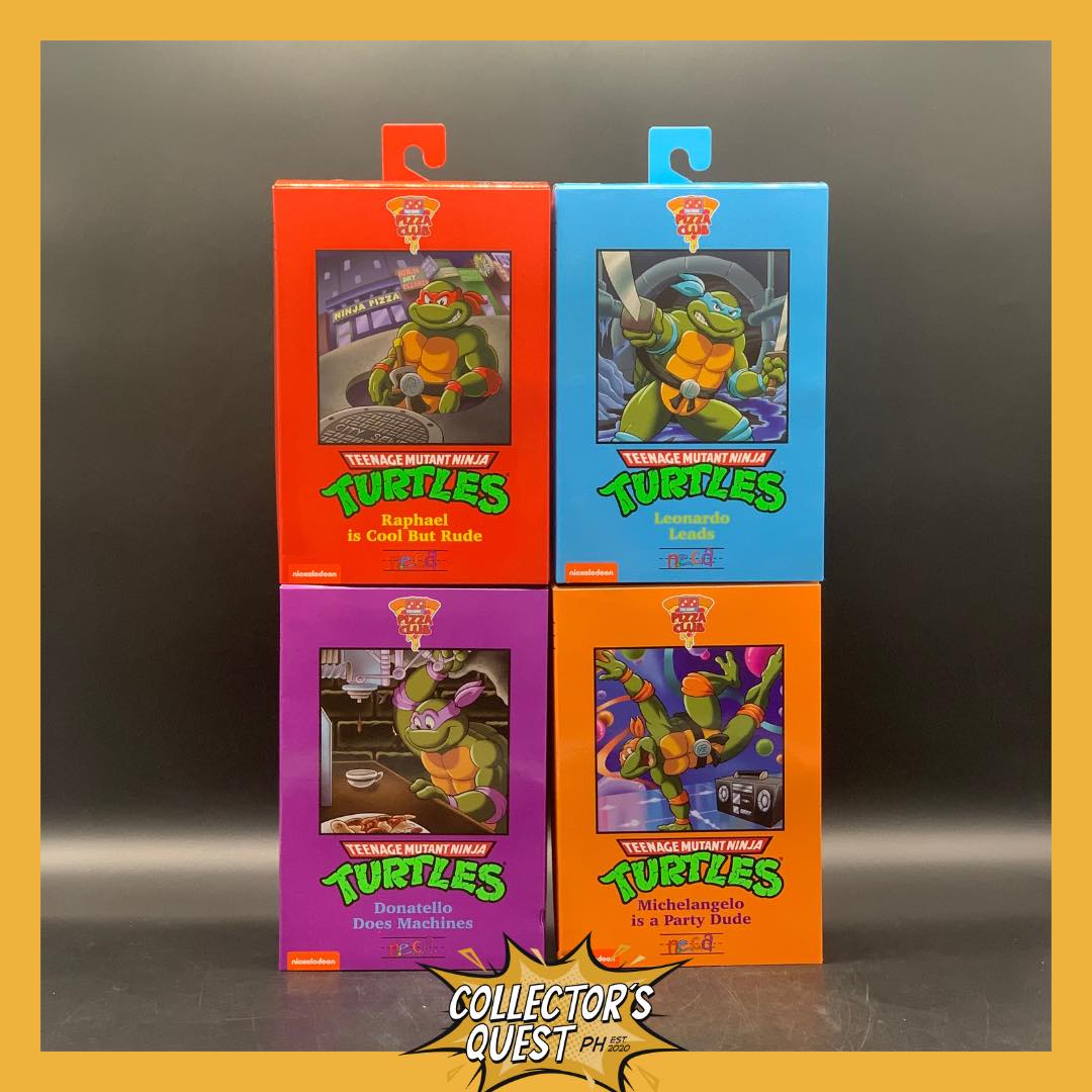 (IN STOCK) NECA TMNT Teenage Mutant Ninja Turtles (Cartoons) VHS Leonardo, Donatello, Michaelangelo, & Raphael Set of 4 Action Figures