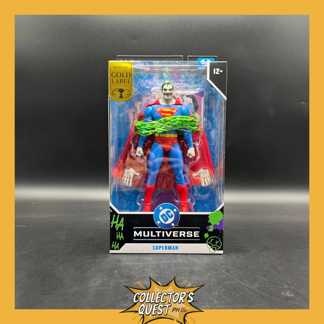 (IN STOCK) Mcfarlane DC Multiverse 7in Superman (Action Comics 1000) (Jokerized) (Gold Label) Action Figure