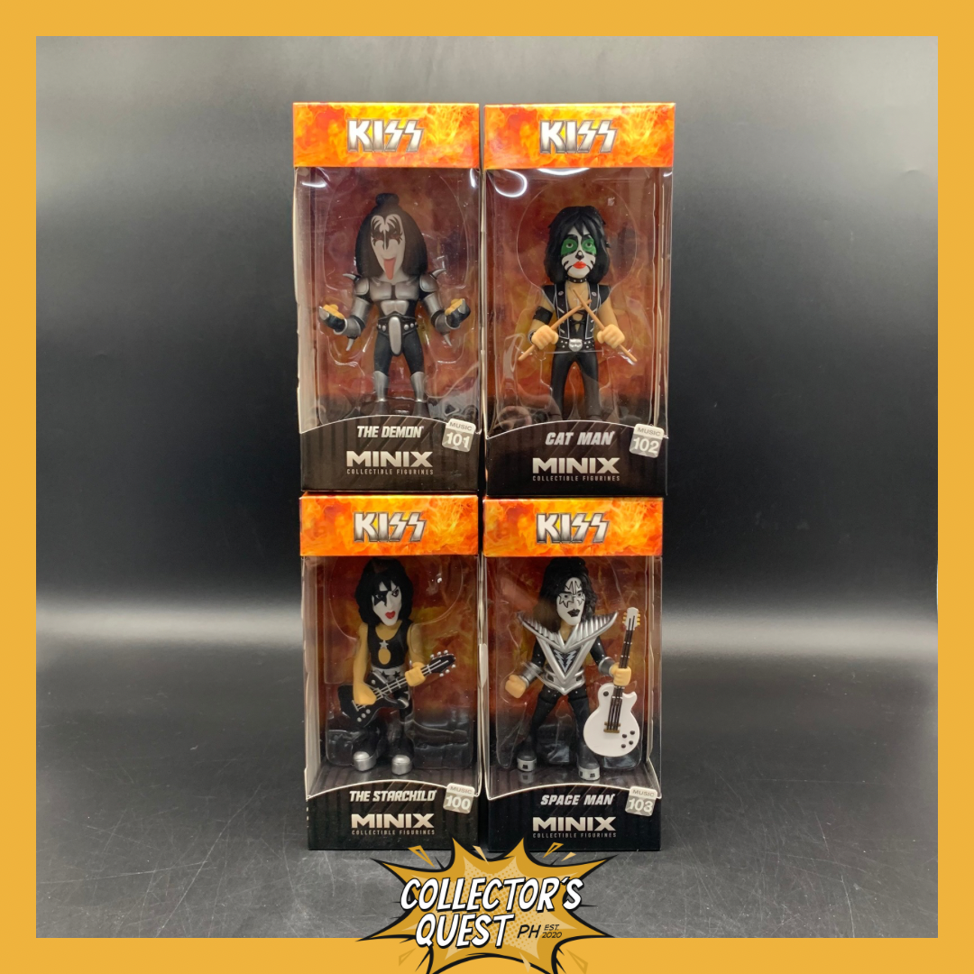 (IN STOCK) Minix Collectible Kiss 100 The Star Child, 101 The Demon, 102 Cat Man, 103 Space Man Figurine Set of 4