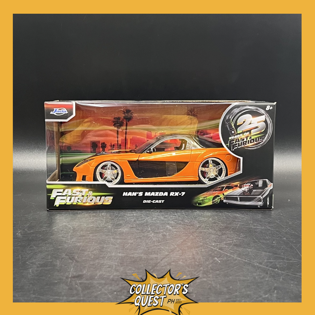 (IN STOCK) JADA TOYS 1:24 Scale Fast & Furious Han's Mazda RX-7 Metallic Orange Diecast Vehicles