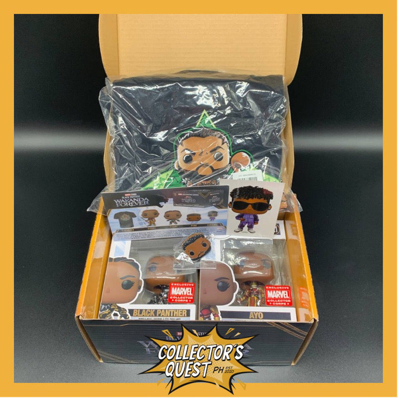(IN STOCK) (Shirt Size XS) Funko POP Black Panther Wakanda Forever Marvel Collector Corps MCC Box Vinyl Figure Set