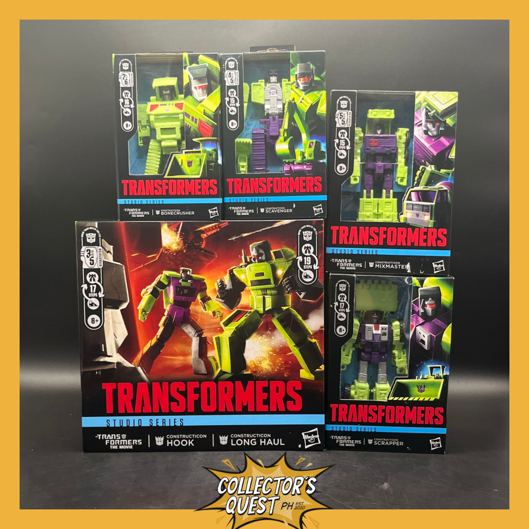 (IN STOCK) Transformers Studio Series The Movie 1986 Bonecrusher, Scrapper, Scavenger, Mixmaster, Longhaul & Hook Devastator Set of 5