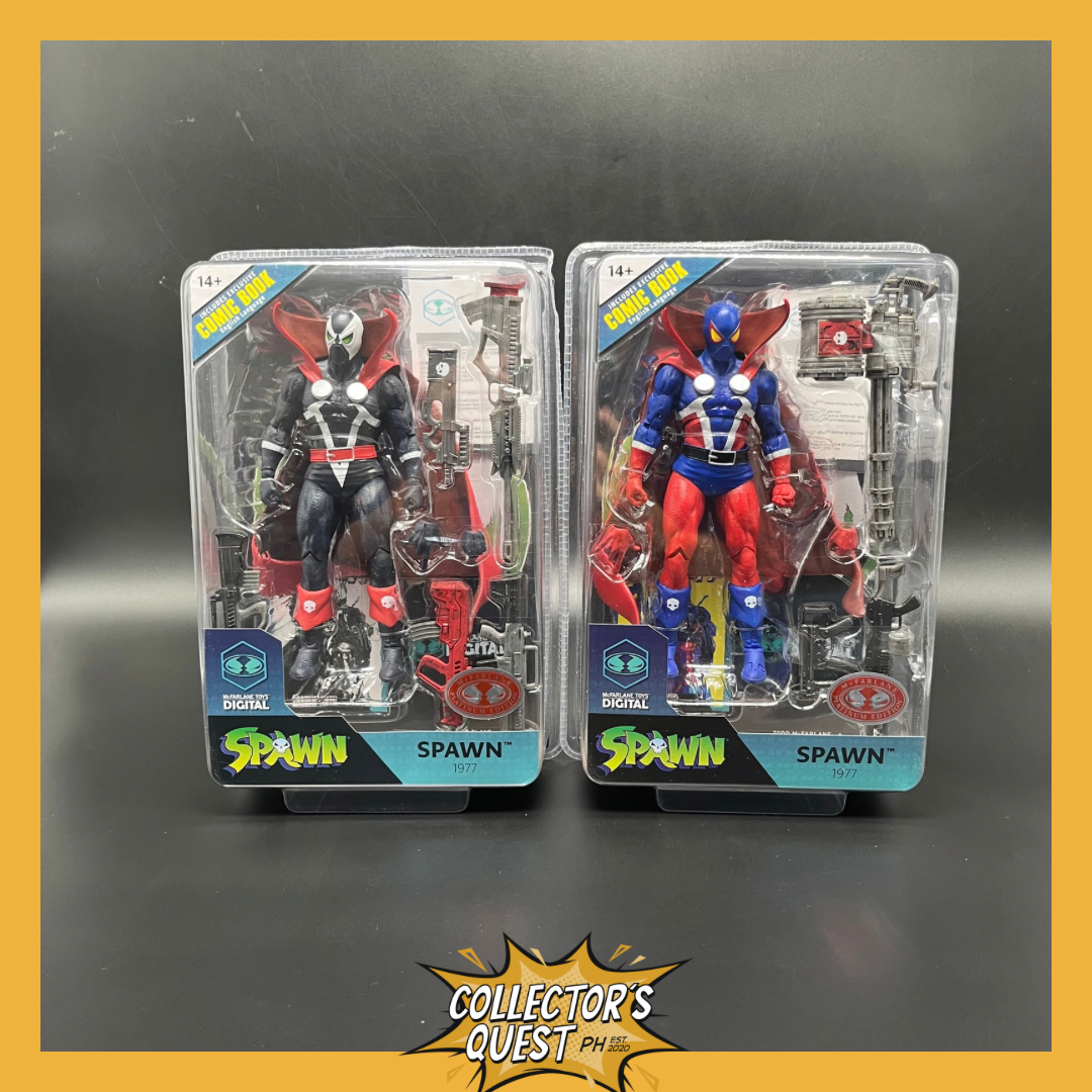 (IN STOCK) Mcfarlane Toys Digital Spawn Spawn 1977 with Comic Black & Blue Variant Set of 2 Action Figure