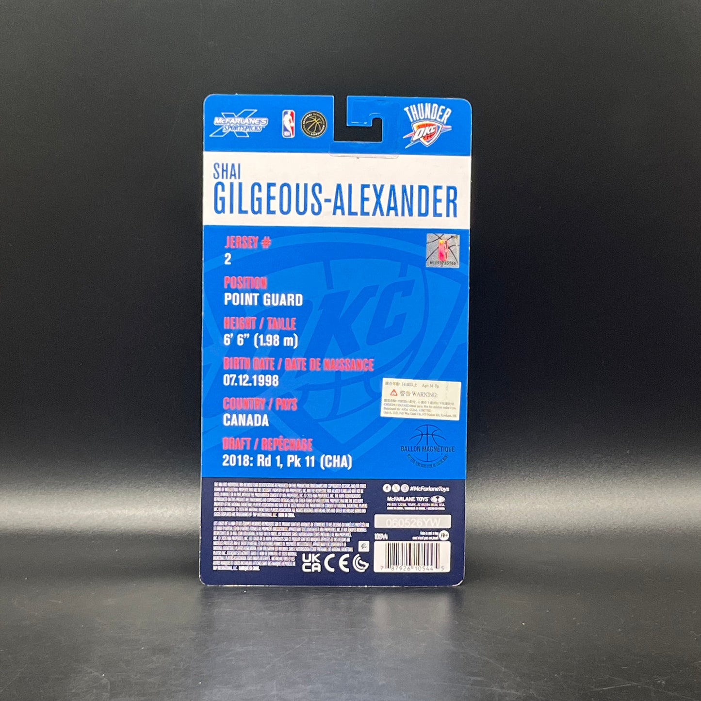 (IN STOCK) Mcfarlane Toys NBA Sportspicks Oklahoma City Thunder Superstar Shai Gilgeous-Alexander 6inch Action Figure