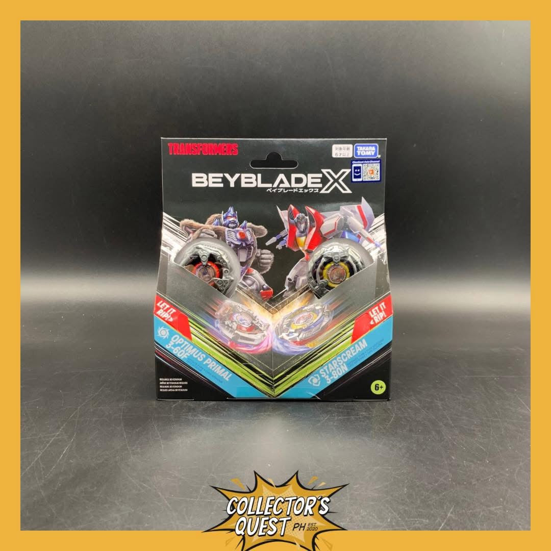 (IN STOCK) Transformers Beyblade X Optimus Primal 3-60F & Starscream 3-80N Set