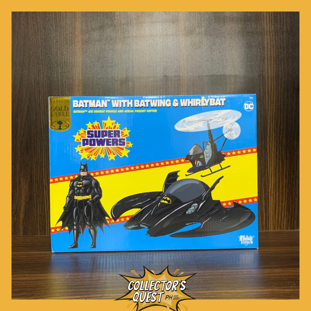 (IN STOCK) DC Super Powers Batman with Batwing & Whirly Bat Gold Label Set