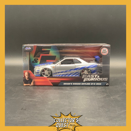 (IN STOCK) Jada Toys 1:24 Fast & Furious Brian's Nissan Skyline GT-R (BNR34) Diecast Vehicle