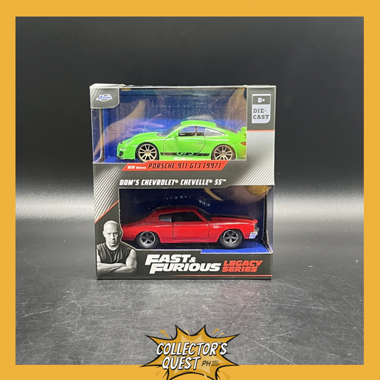 (IN STOCK) 35692  Jada Toys Fast & Furious Legacy Series 2 Pack 1:32 scale Porsche 911 GT3 (997) and Dom's Chevrolet Chevelle SS Die Cast Vehicle