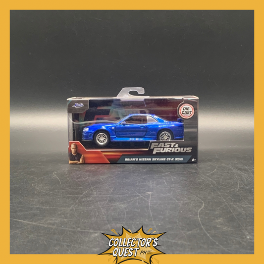 (IN STOCK) JADA TOYS 1:32 Scale Fast & Furious 2002 Nissan Skyline GTR R34-BLUE Diecast Vehicles