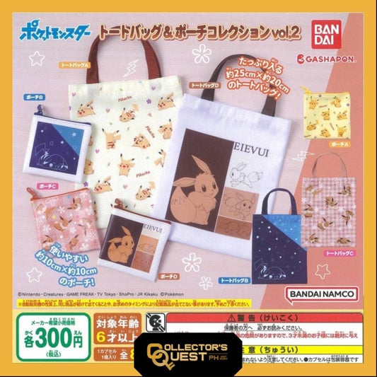 (IN STOCK) Gashapon Pokemon Pikachu Eevee Tote Bag & Pouch Collection Vol. 2