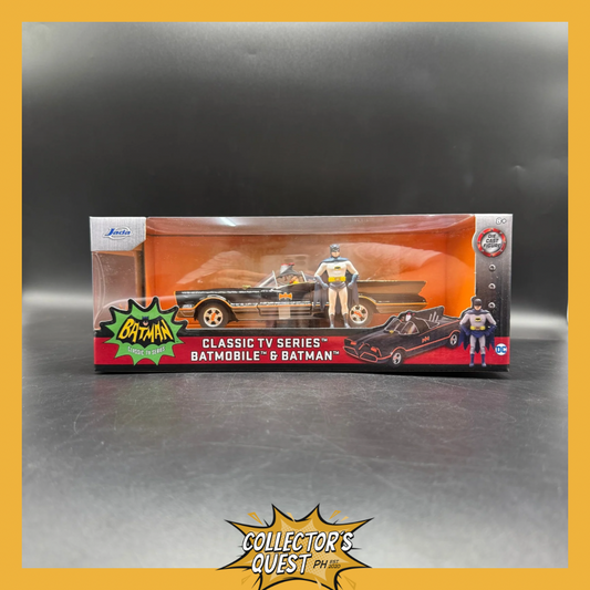 (IN STOCK) 98259 Jada Toys 1:24 Scale Batman 1966 Classic TV Series Batmobile Diecast Vehicle with Adam West Batman Figure
