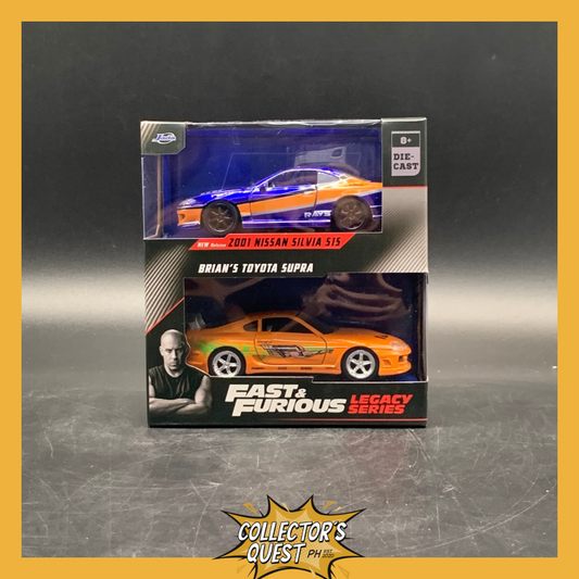 (IN STOCK) Jada Toys 1:32 Fast & Furious Legacy Twin Pack- 2001 Nissan Silvia 515 & Brian's Toyota Supra Diecast Vehicles