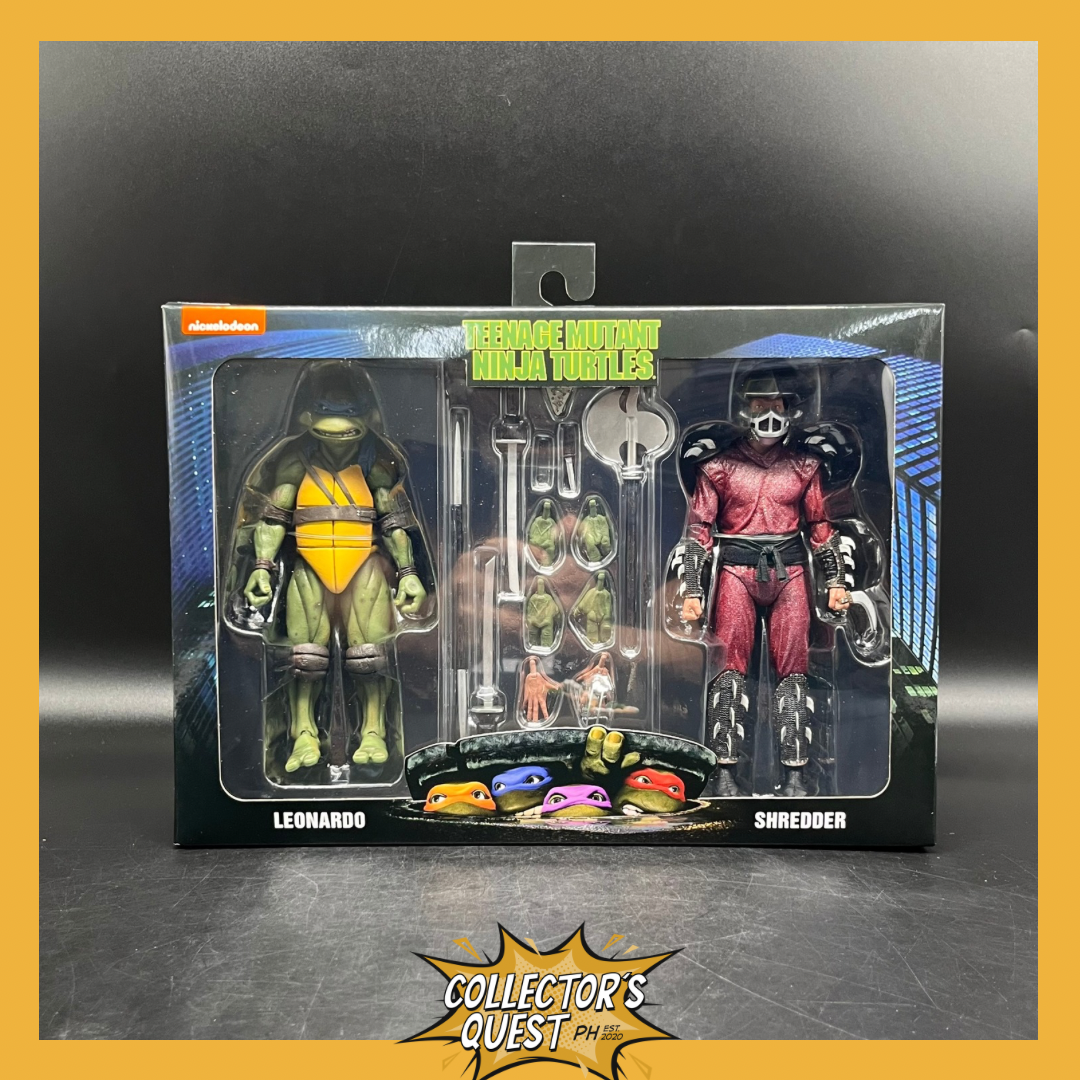 (IN STOCK) NECA Teenage Mutant Ninja Turtles TMNT (1990 Movie) Roof Top Battle Shredder vs Leonardo Action Figure Set