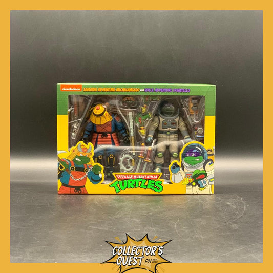 (IN STOCK) NECA TMNT Teenage Mutant Ninja Turtles (Cartoons) Samurai Adventure Michaelangelo & Space Adventure Donatello 2-Pack Action Figure Set