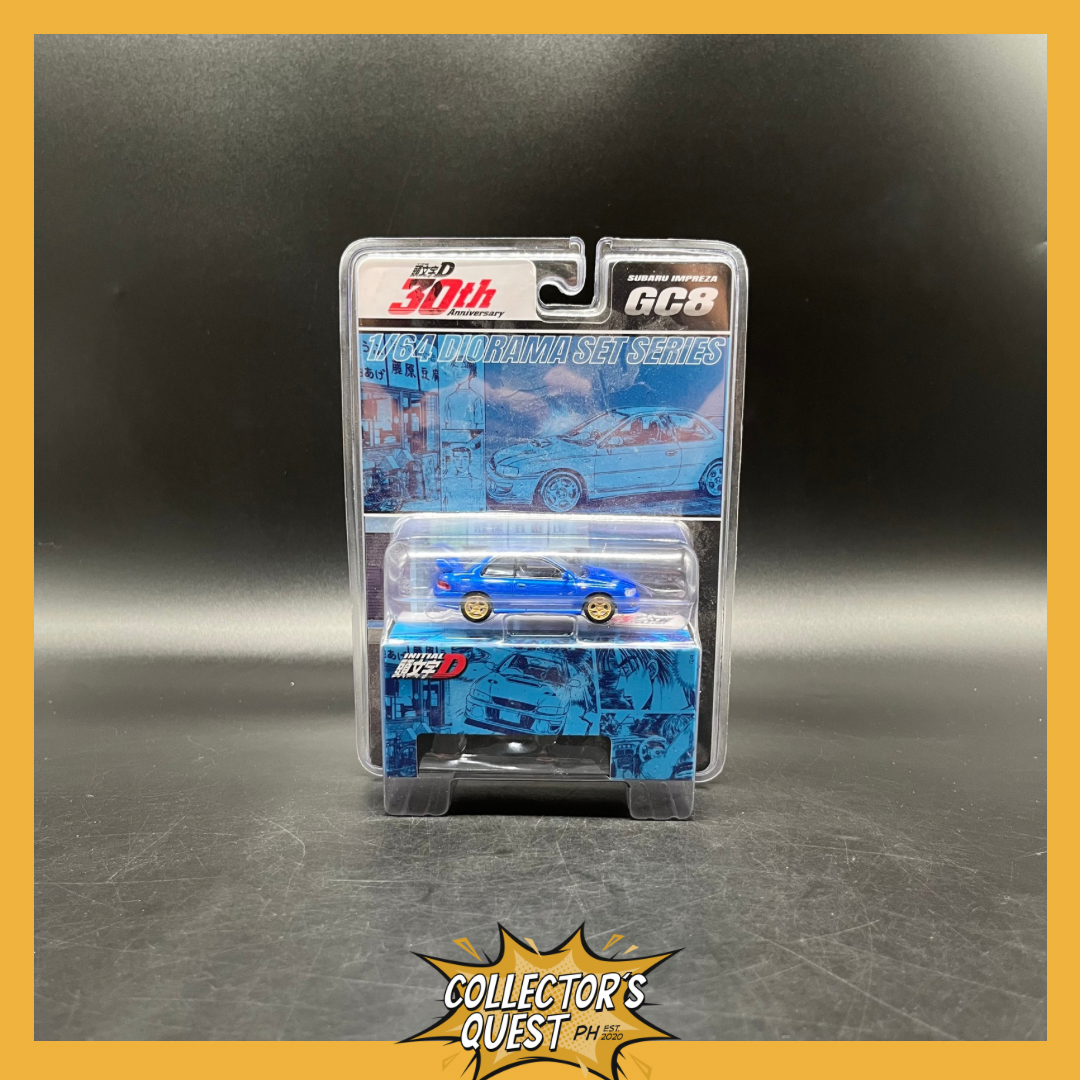 (IN STOCK) Hobby JAPAN HJ64 1:64 Diecast Model Car - SUBARU IMPREZA (GC8) | INITIAL D (Blister Packaging)  (BLUE PACKAGING)