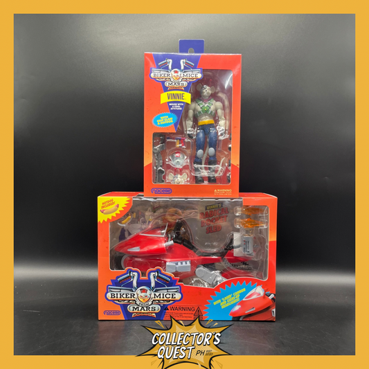(IN STOCK) Nacelle Toys Biker Mice from Mars Vinnie Action Figure & Vinnie’s Radical Rocket Sled Bike Set