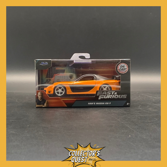 (IN STOCK) JADA TOYS 1:32 Scale Fast & Furious Han's Mazda RX-7 Metallic Orange Diecast Vehicle
