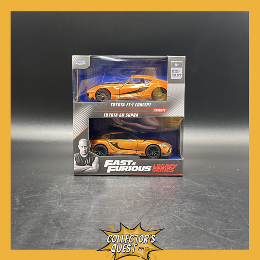 (IN STOCK) Jada Toys Fast & Furious Legacy Series 2-Pack Orange Toyota FT-1 & Orange Toyota GR Supra Die Cast Vehicle