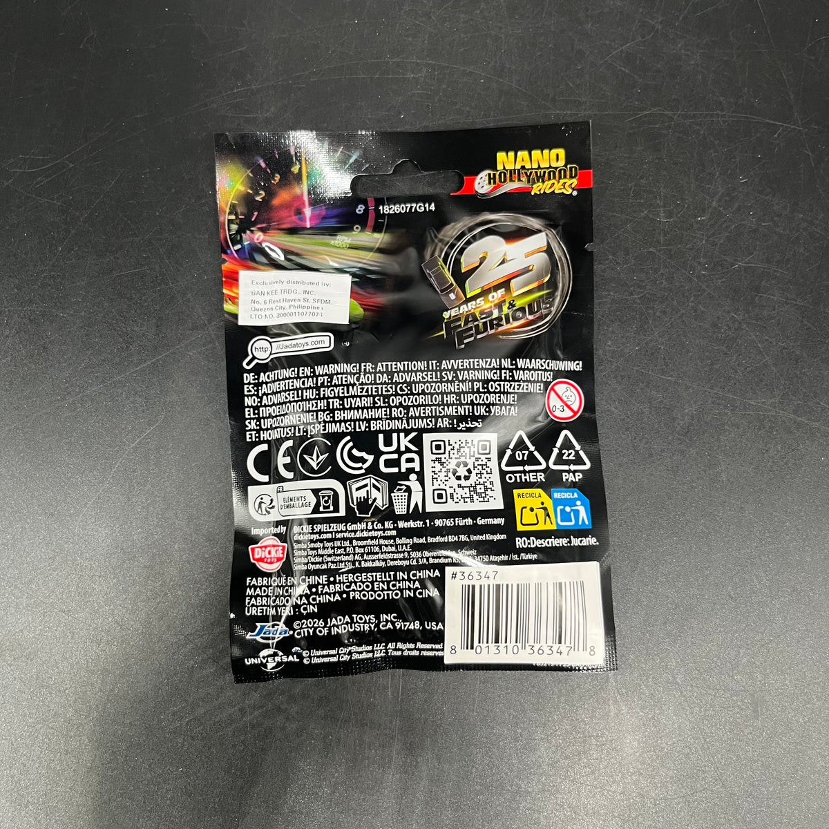 (IN STOCK) 36347 Jada Toys Nano Hollywood Rides Fast & Furious Wave 2 Die-Cast Car Blind Bag