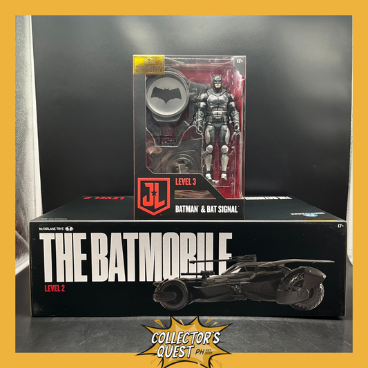 (IN STOCK)(LEVEL 3) Mcfarlane Drawing Board Zack Snyder’s Justice League Batman V Superman Batman Batmobile (Batmobile with Batman & Batsignal)