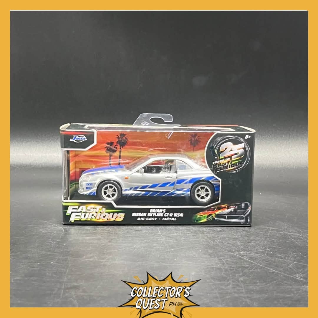 (IN STOCK) 97184 Jada Toys 1:32 Fast & Furious Brian's Nissan Skyline GT-R (R34) Diecast Vehicle