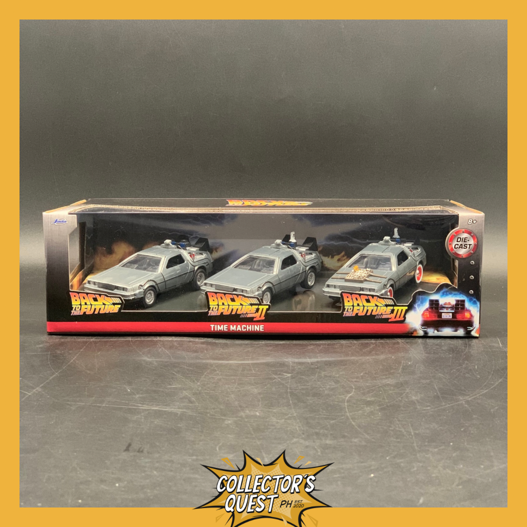 (IN STOCK) Jada Toys 1:32 Hollywood Rides: Back to the Future 1, 2, 3 Movie Delorean Time Machine 3-Pack Diecast Vehicle