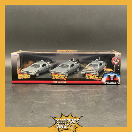 (IN STOCK) Jada Toys 1:32 Hollywood Rides: Back to the Future 1, 2, 3 Movie Delorean Time Machine 3-Pack Diecast Vehicle