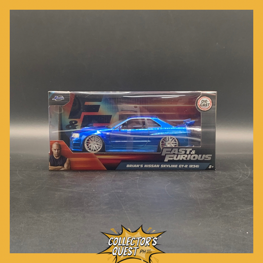 (IN STOCK) JADA TOYS 1:24 Scale Fast & Furious Brian's Nissan Skyline GT-R (BN R-34) Diecast Vehicles