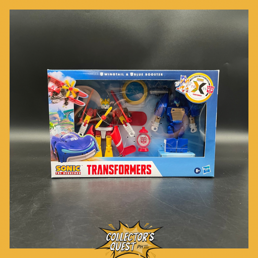 (IN STOCK) Transformers Collaborative Sonic the Hedgehog x Transformers Wingtail and Blue Booster Action Figures