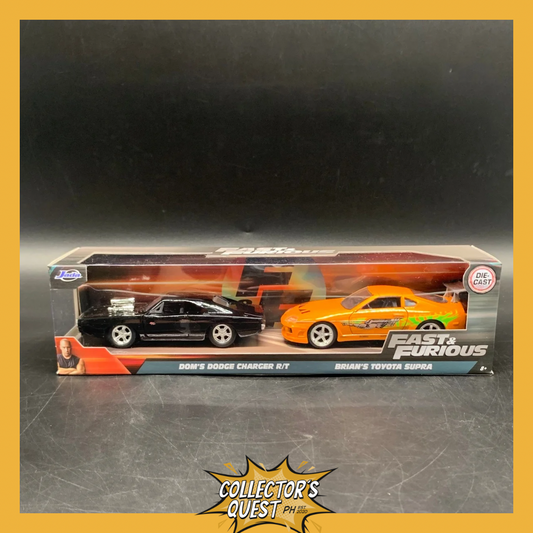 (IN STOCK) 31981 Jada Toys 1:32 Scale Fast & Furious Twin Pack- 1970 Dom's Dodge Charger & Brian's 1995 Toyota Supra Diecast Vehicles