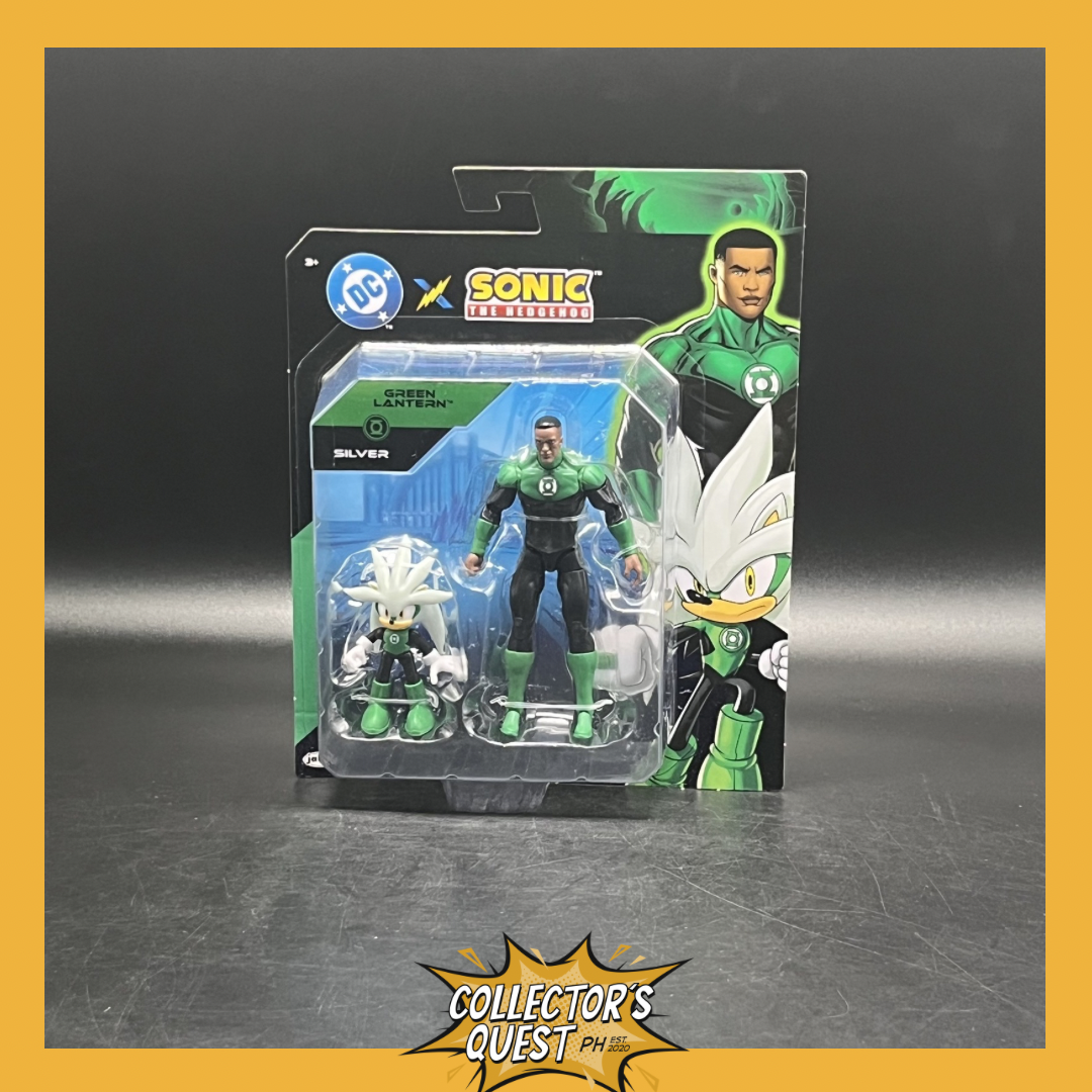 (IN STOCK) JAKKS Pacific Sonic The Hedgehog 2.5  inch Silver and 5 inch Green Lantern 2-Pack Action Figure