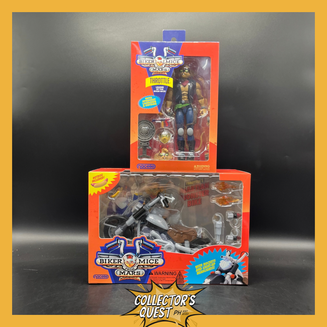 (IN STOCK) Nacelle Toys Biker Mice from Mars Throttle Action Figure & Throttle’s Martian Monster Bike Set