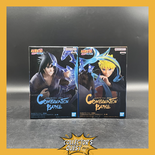 (IN STOCK) Bandai Banpresto Naruto Shippuden Combination Battle 2 Naruto Uzumaki + Sasuke Uchiha Posed Statue Set of 2