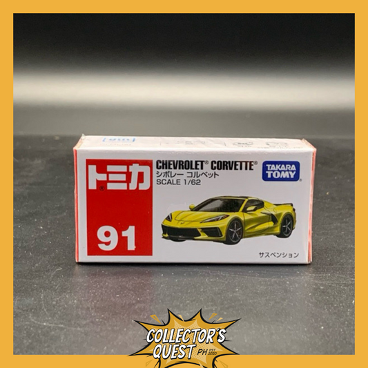 (IN STOCK) Takara Tomy Tomica No.91 Chevrolet Corvette Scale 1/62 Diecast Vehicle