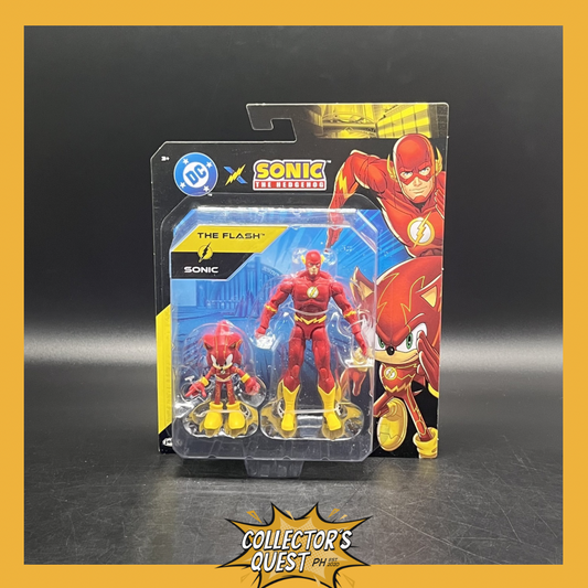(IN STOCK) Jakks Pacific DC X Sonic the Hedgehog:  2.5 Inch Sonic & 5 Inch The Flash Action Figure Multipack