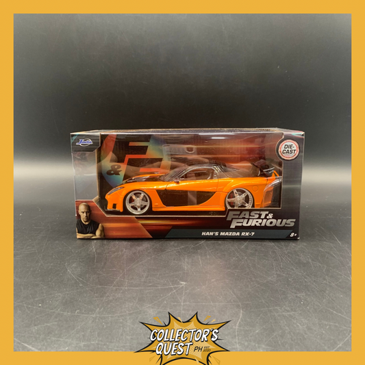 (IN STOCK) JADA TOYS 1:24 Scale Fast & Furious Han's Mazda RX-7 Metallic Orange Diecast Vehicles