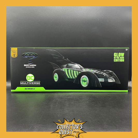 (IN STOCK) McFarlane Toys DC Multiverse Batmobile (Batman Forever) Glow in The Dark Gold Label Vehicle