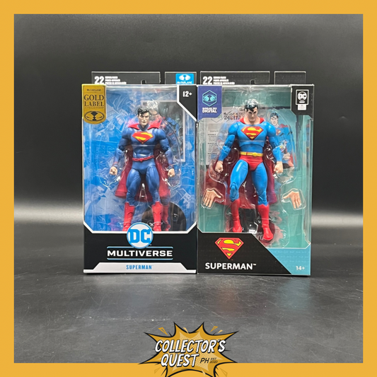 (IN STOCK) DC Mcfarlane 7in Superman (New 52)(Gold Label) &  Digital Superman (Silver Age) Action Figure Set