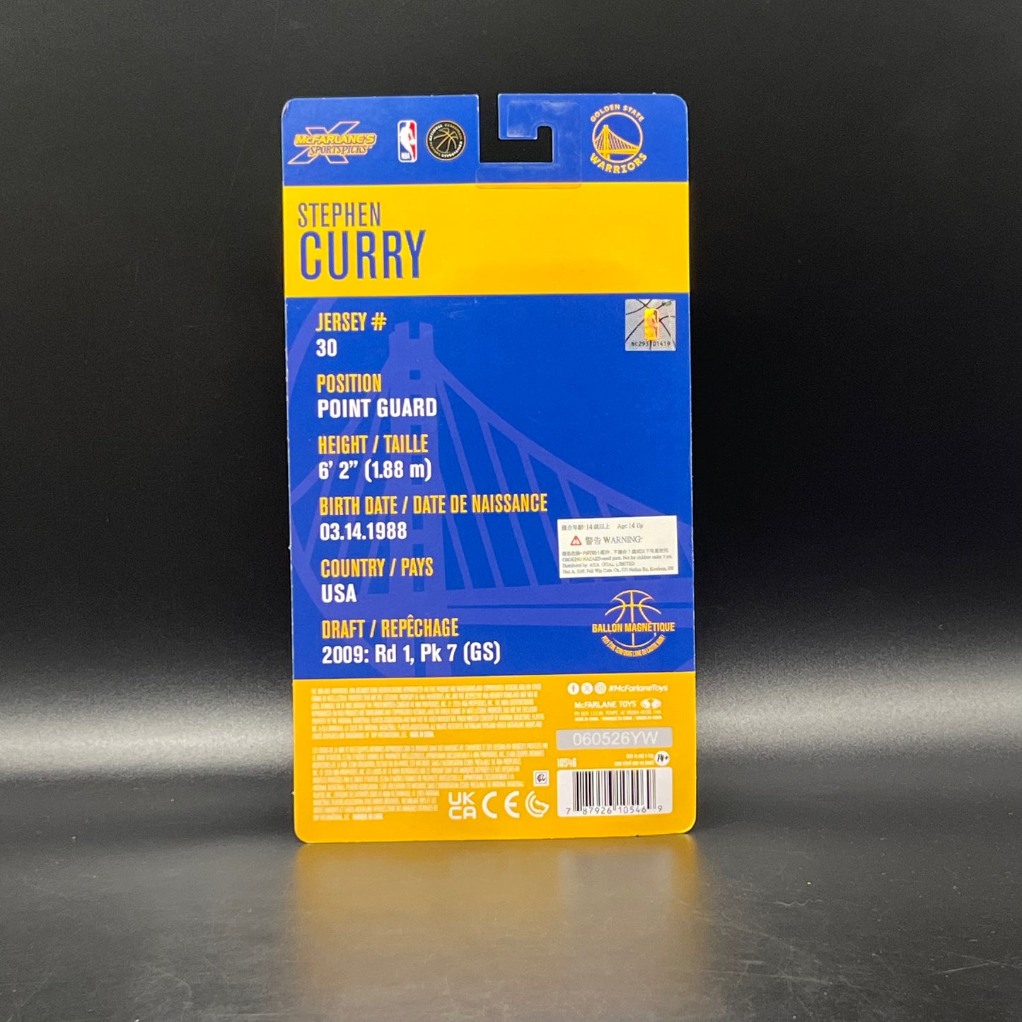 (IN STOCK) Mcfarlane Toys NBA Sportspicks Golden State Warriors Stephen Curry 6inch Action Figure