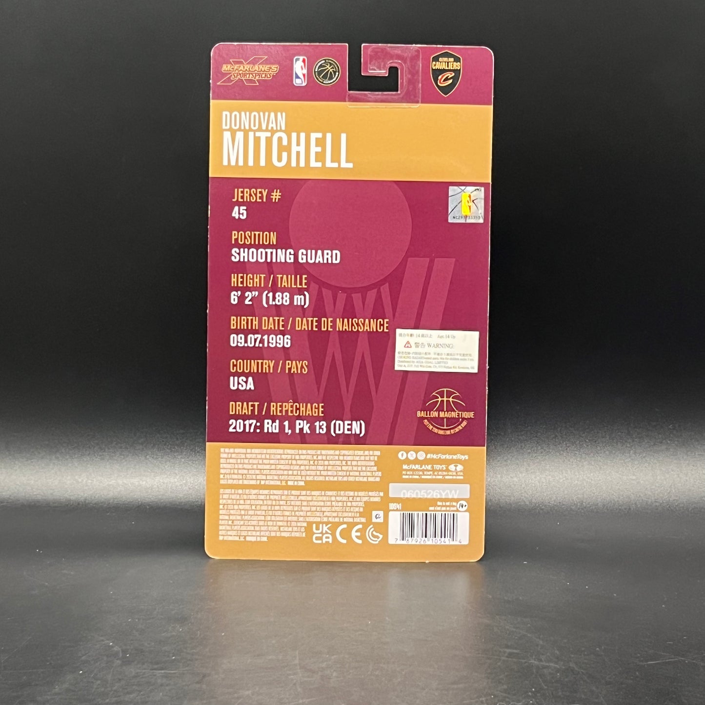 (IN STOCK) Mcfarlane Toys NBA Sportspicks Cleveland Cavaliers Donovan Mitchell 6inch Action Figure