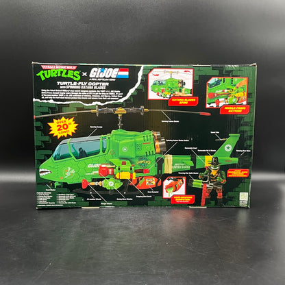 (IN STOCK) Playmates TMNT Teenage Mutant Ninja Turtles x GI Joe Turtle Fly Copter With Spinning Katana Blades with Roadblock x Raph Wild Pilot Figure Set