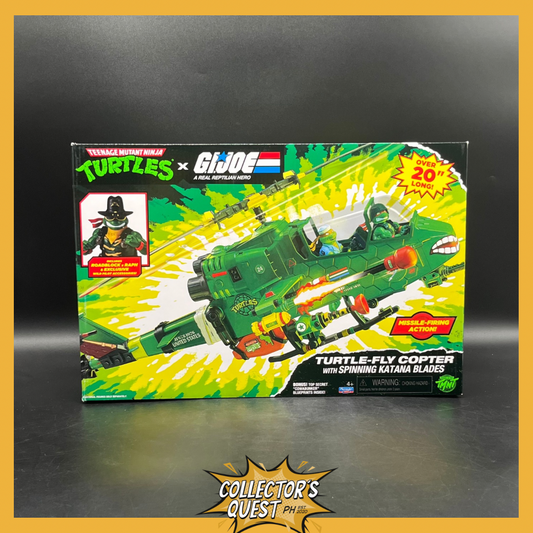(IN STOCK) Playmates TMNT Teenage Mutant Ninja Turtles x GI Joe Turtle Fly Copter With Spinning Katana Blades with Roadblock x Raph Wild Pilot Figure Set