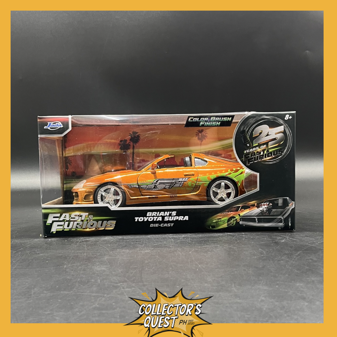 (IN STOCK) 37703 JADA Toys Fast & Furious 1/24 Scale Brian's Toyota Supra Orange Color Brush Finish 25 Years of Fast & Furious Anniversary Diecast Vehicle
