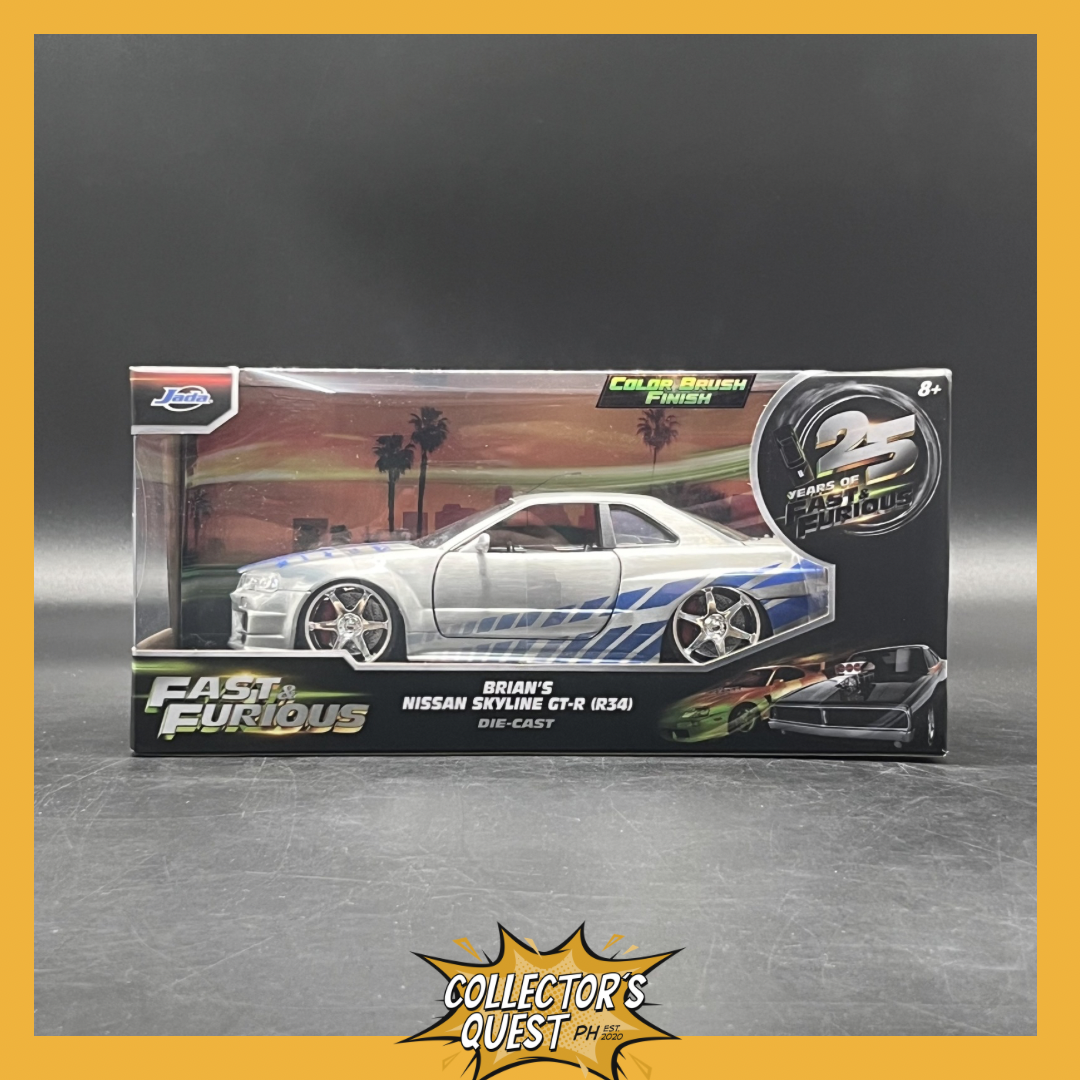 (IN STOCK) 36818 JADA Toys Fast & Furious 1/24 Scale Brian's Nissan Skyline GT-R (BNR-34) Diecast Vehicle