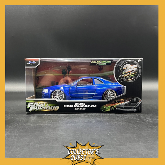 (IN STOCK) 37704 JADA Toys Fast & Furious 1/24 Scale 1999 Nissan Skyline GT-R Color Brush Metal Diecast Vehicle