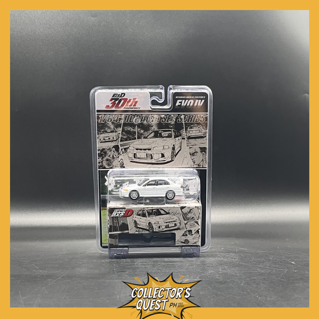 (IN STOCK) Hobby Japan Initial D 30th Anniversary Mitsubishi Lancer RS Evolution IV / INITIAL D Seiji Iwaki vs Takumi Fujiwara 1/64 Scale Diecast Vehicle