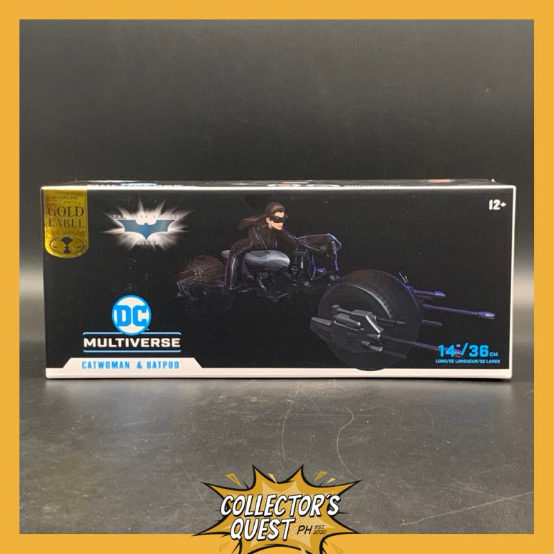 (IN STOCK) Mcfarlane DC Multiverse The Dark Knight Rises Catwoman with Batpod (Gold Label) Action Figure & Vehicle Set