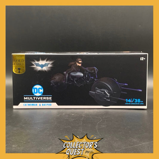 (IN STOCK) Mcfarlane DC Multiverse The Dark Knight Rises Catwoman with Batpod (Gold Label) Action Figure & Vehicle Set